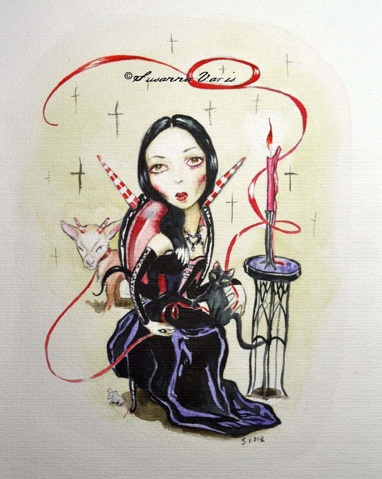 Sweet Gothic Nothings I water colour 2012 50 text