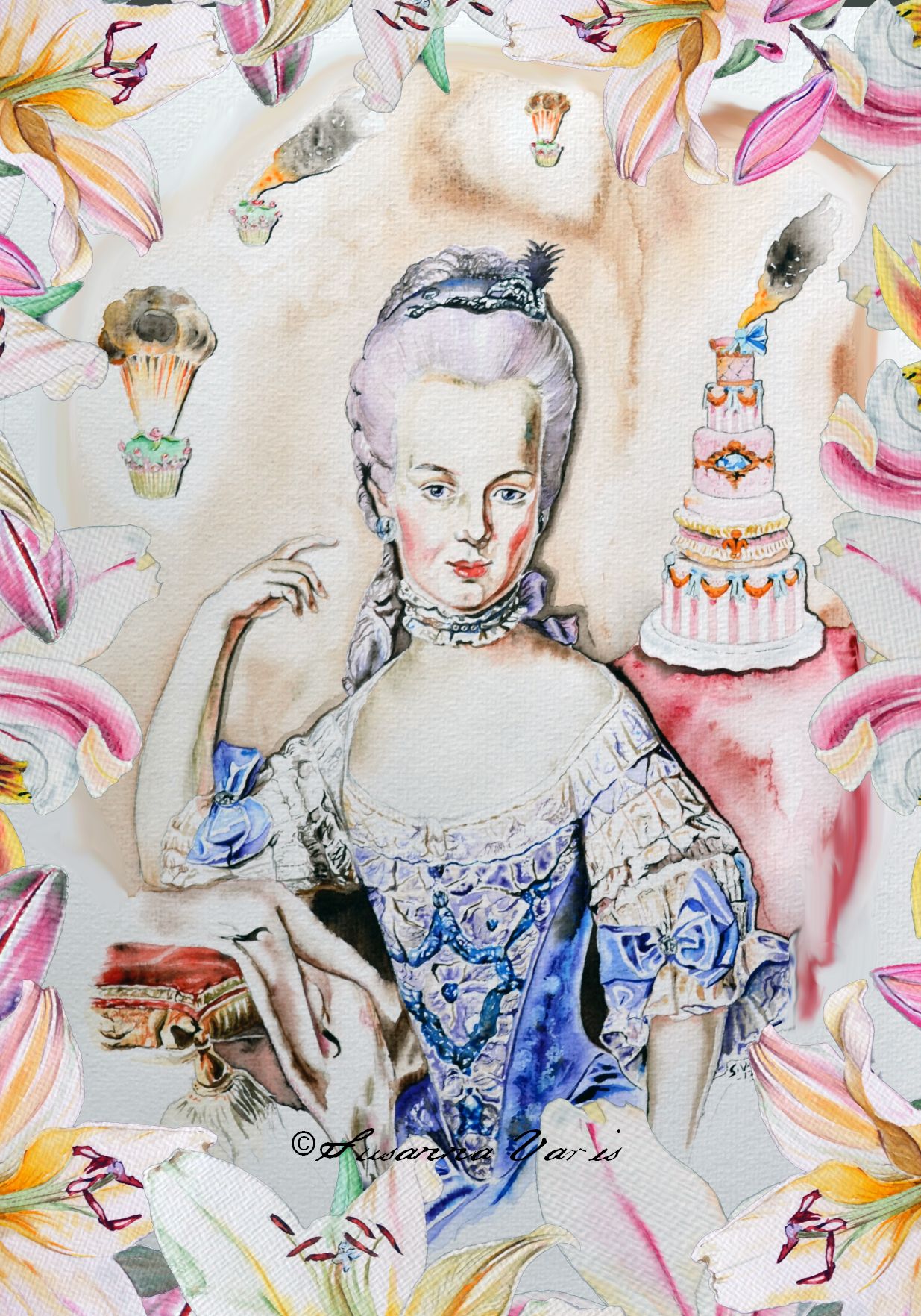 Marie Antoinette With the Exploding Pastry lily png text 50